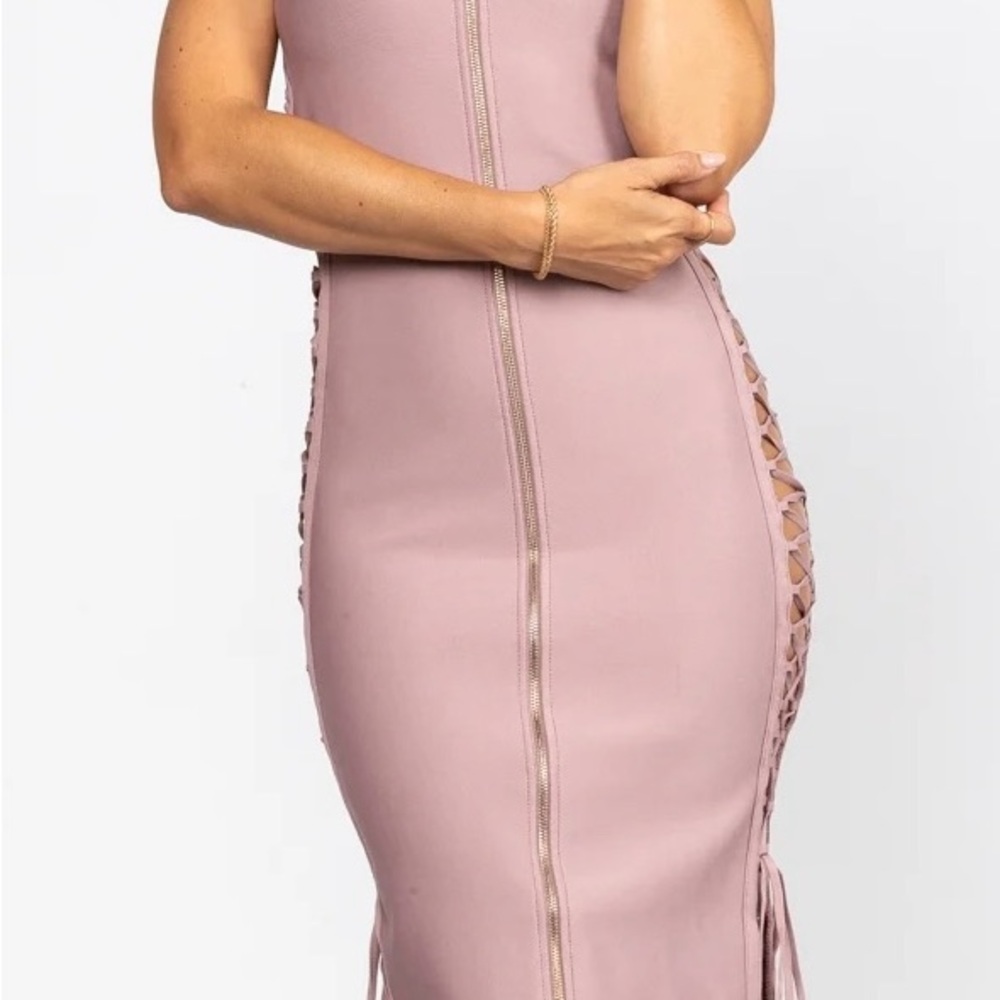 Pink Halter Bodycon Maxi Dress for Cocktail